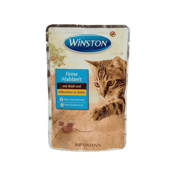 گربه | پوچ گربه وینستون ژله ای طعم گوشت گاو و مرغ 100 گرم