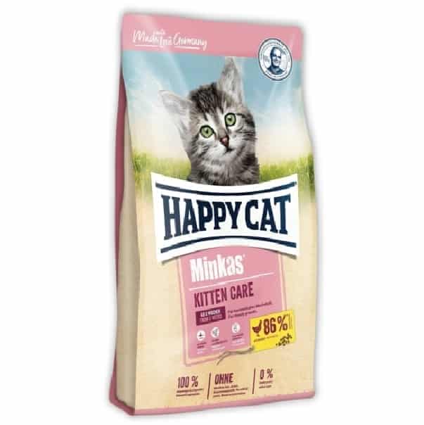 غذای خشک بچه گربه هپی کت Minkas Kitten Care وزن 10 کیلوگرم