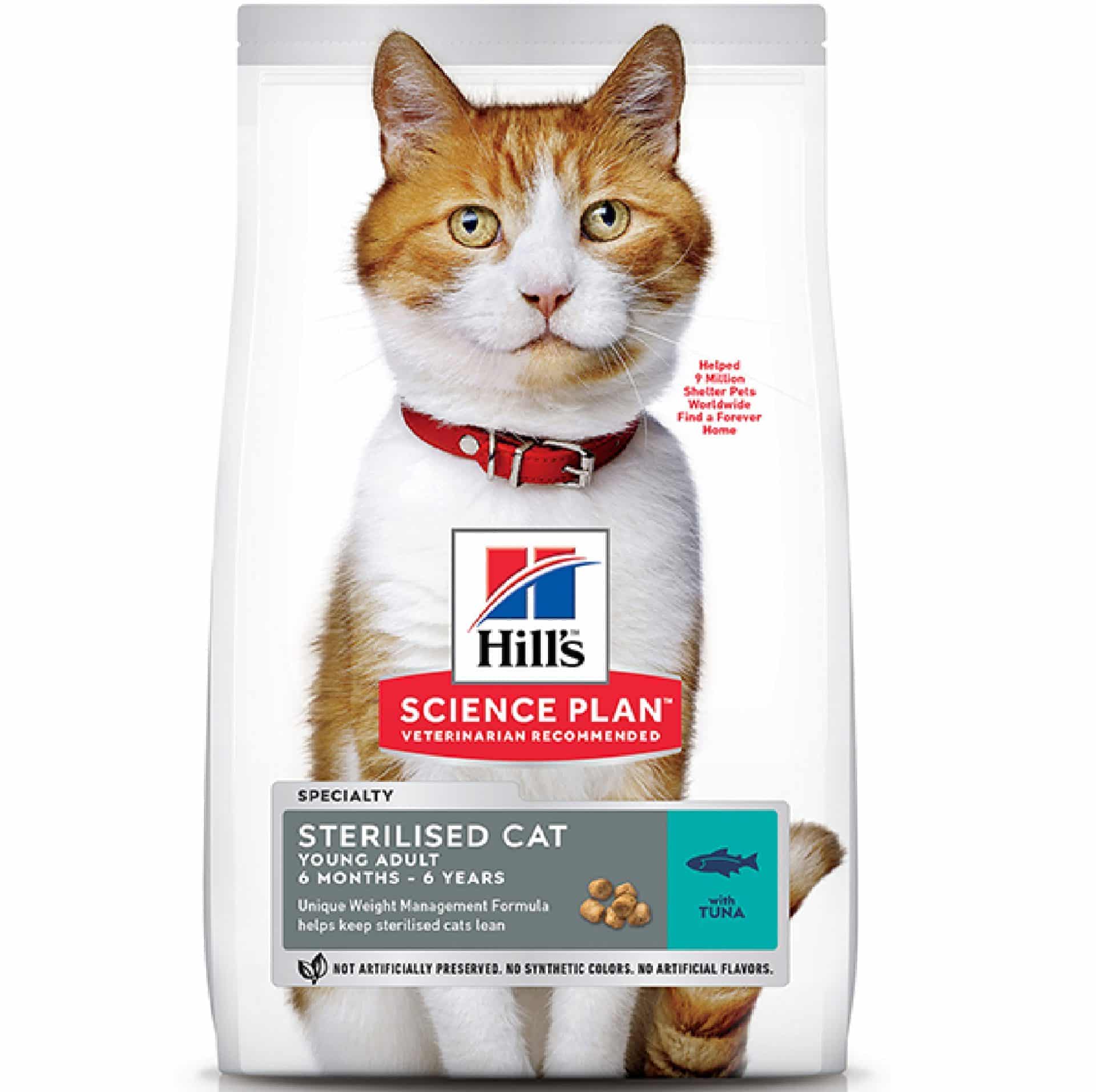 غذای خشک گربه بالغ هیلز مناسب گربه های عقیم شده مدل Sterlized طعم ماهی تن وزن 1.5 کیلوگرم