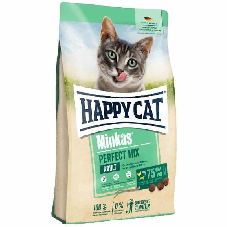 غذای خشک گربه بالغ هپی کت Happy Cat دارای پروتئین بالا مدل مینکاس وزن 10 کیلوگرم