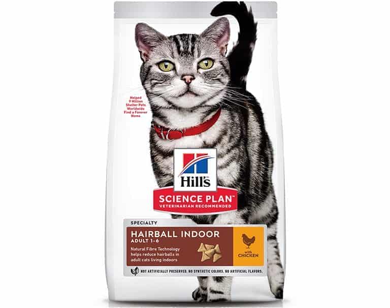 غذای خشک گربه بالغ هیلز مناسب کاهش گلوله های مو و دفع آسان تر آنها مدل Hairball Indoor طعم مرغ وزن 1.5 کیلوگرم