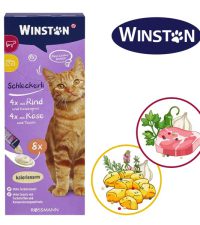 - بستنی گربه برند وینستون Winston طعم گوشت گاو و پنیر بسته 8 عددی