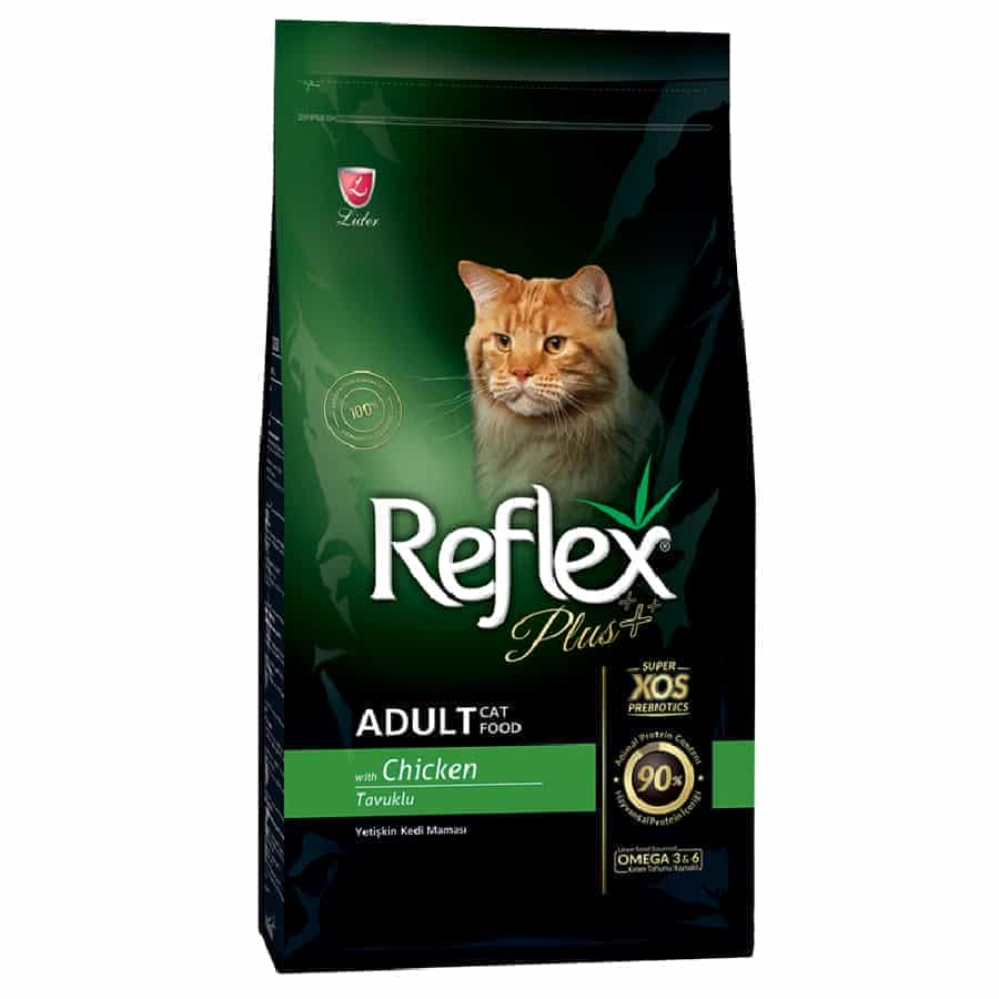 غذای خشک گربه بالغ رفلکس پلاس Reflex plus مدل ادالت با طعم مرغ وزن 15 کیلوگرم