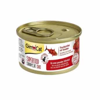 کنسرو گربه جیم کت مدل GimCat Superfood طعم فیله تن و گوجه فرنگی وزن 70 گرم