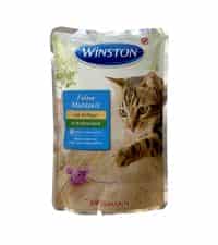 پوچ گربه وینستون با طعم طیور در آب سبزیجات وزن 100 گرم