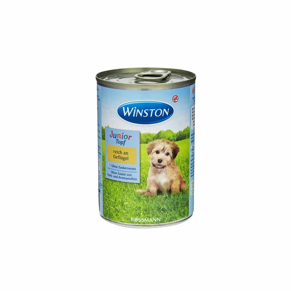 | کنسرو وینستون مناسب سگ جوان با طعم مرغ(400گرمی)