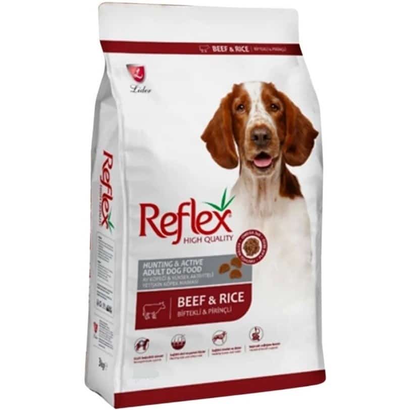 | غذای خشک سگ بالغ رفلکس Reflex Hunting & Active طعم گوشت و برنج