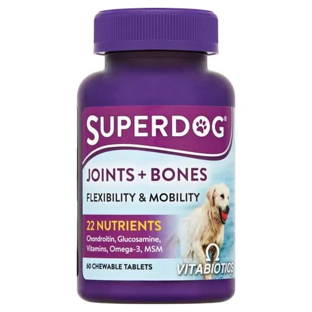 اسهال سگ | قرص مکمل سگ ویتابیوتیکس مدل SuperDog Joints Bones بسته 60 عددی