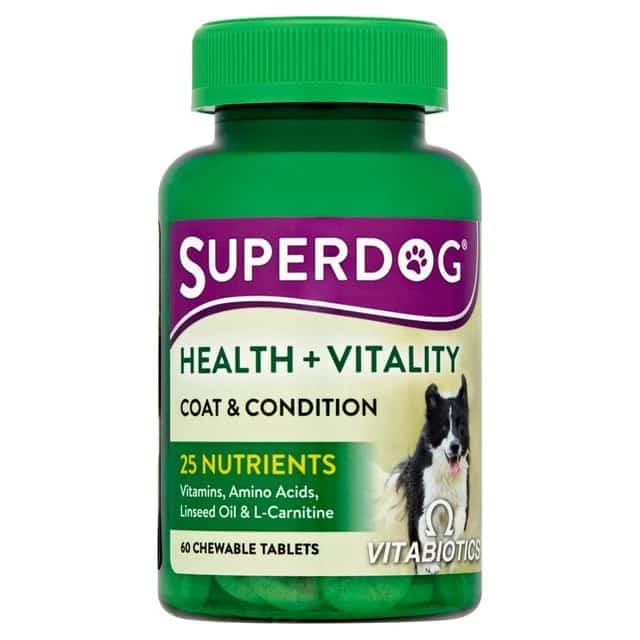 خوردن دل و جگر برای گربه | قرص مکمل سگ ویتابیوتیکس مدل SuperDog Health Vitality بسته 60 عددی