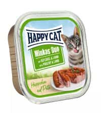 گربه | ووم گربه هپی کت مینکاس طعم گوشت بره و مرغ 100 گرم