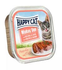 گربه | ووم گربه هپی کت مینکاس طعم مرغ و سالمون 100 گرم