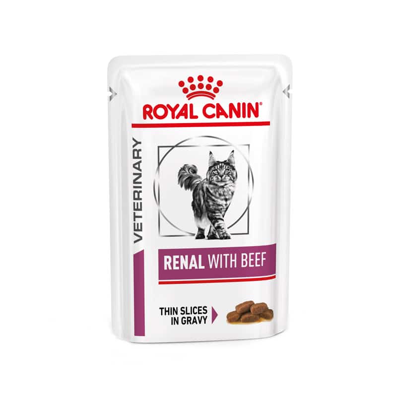 | پوچ گربه رویال کنین مدل رنال Renal with beef طعم گوشت وزن 85 گرم