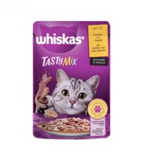 گربه - پوچ گربه جونیور ویسکاس Whiskas طعم مرغ و گوشت وزن 85 گرم