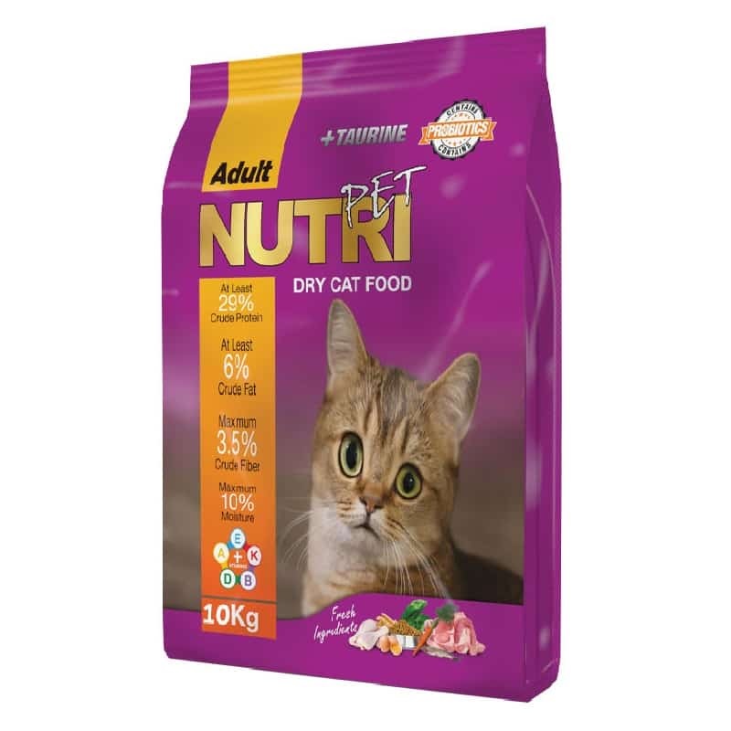 نگهداری گربه پرشین - غذای خشک گربه بالغ نوتری پت Nutri Pet وزن 10 کیلوگرم