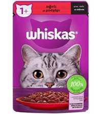 - پوچ گربه ویسکاس Whiskas طعم گوشت گاو وزن 85 گرم