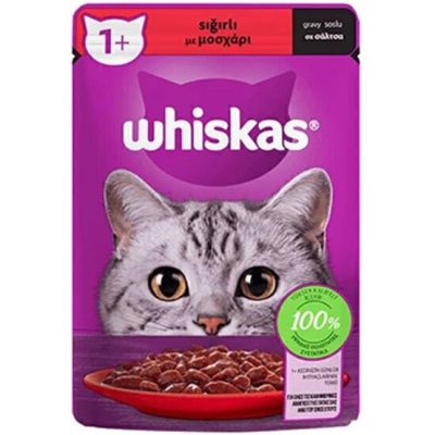 - پوچ گربه ویسکاس Whiskas طعم گوشت گاو وزن 85 گرم