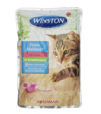 ظرف خاک لبه دار - پوچ گربه وینستون Winston طعم ماهی در ژله گیاهی وزن 100 گرم