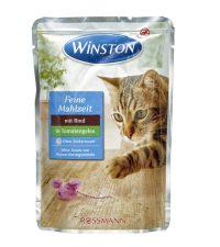 غذای خشک گربه عقیم - پوچ گربه وینستون Winston طعم گوشت گاو در ژله گوجه فرنگی وزن 100 گرم