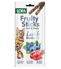 راهنمای انتخاب سگ یا گربه - تشویقی مدادی گربه برند لورا LORA طعم بره و بلوبری Fruity sticks