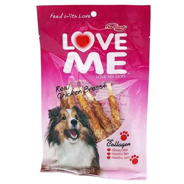 غذاهای ممنوعه برای سگ - تشویقی سگ لاومی Love Me مدل دور پیچ مرغ پک سه عددی