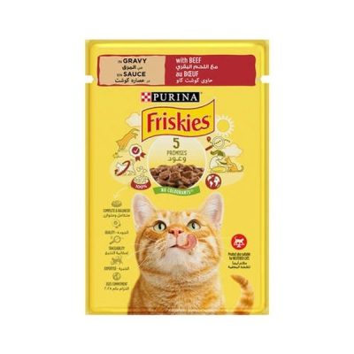- پوچ گربه فریسکیز Friskies با طعم گوشت وزن 85 گرم