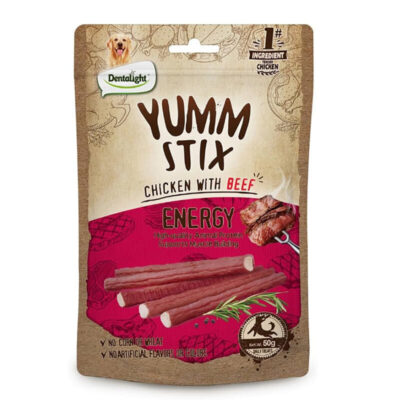 تشویقی سگ یام استیکس دنتالایت Yumm Stix با طعم مرغ و گوشت گاو وزن 50 گرم