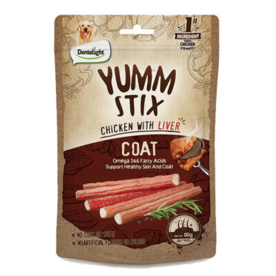 تشویقی سگ یام استیکس دنتالایت Yumm Stix با طعم مرغ و جگر وزن 50 گرم