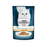 - پوچ گربه گورمت Gourmet با طعم بوقلمون در سس وزن ۸۵ گرم