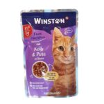 - پوچ گربه وینستون طعم گوشت گوساله و بوقلمون 100 گرم (بسته بندی جدید)
