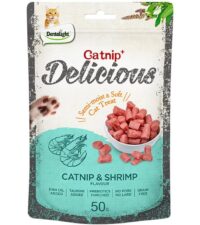 - تشویقی گربه دنتالایت با کت نیپ طعم میگو و کت نیپ 50 گرم