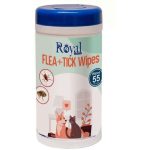 - دستمال مرطوب مخصوص سگ و گربه ضد کک و کنه رویال کوکو | بسته ۵۵ عددی