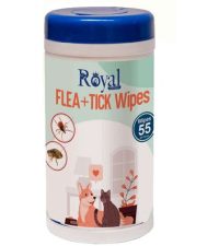 - دستمال مرطوب مخصوص سگ و گربه ضد کک و کنه رویال کوکو | بسته ۵۵ عددی